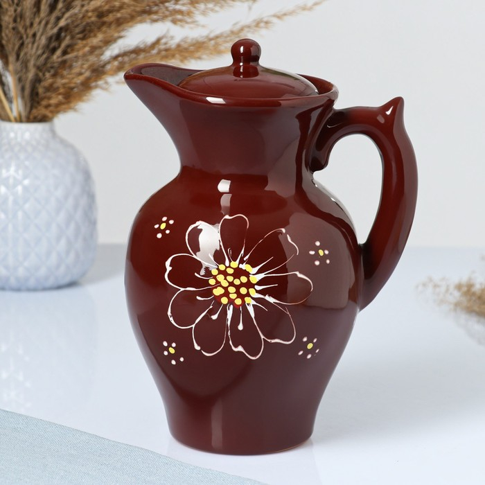 Кувшин  Кувшин "Дачный" 1,4л / 22,5х13,5см, ромашка коричневая