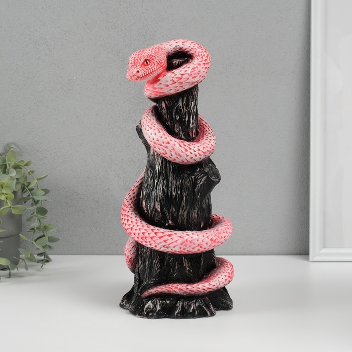 Новогодняя копилка  Новогодняя копилка "Змея на пеньке"  33 х14 х 15 см, розовый