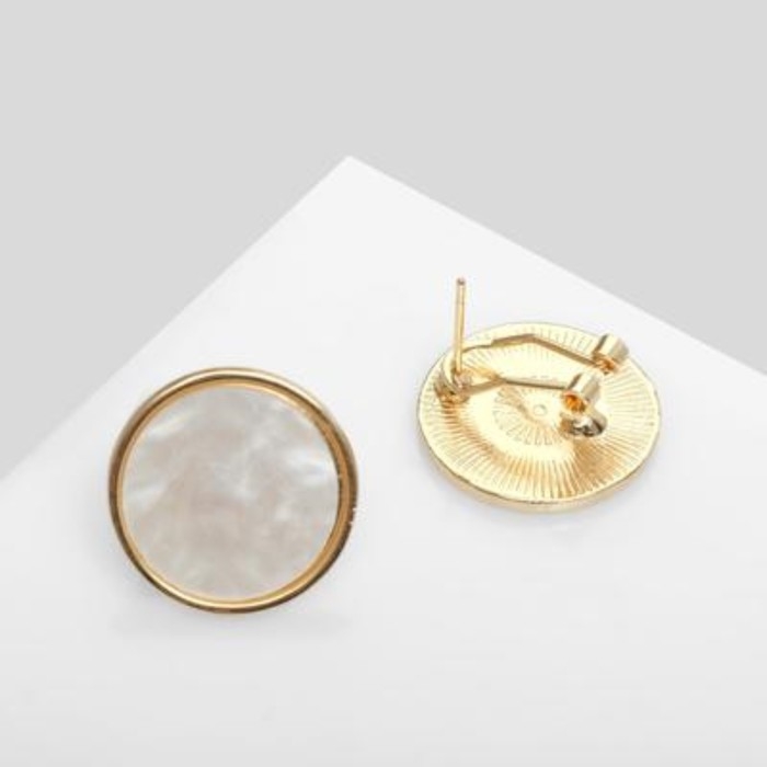 Серьги с перламутром «Сиа» диски, цвет белый в золоте Серьги с перламутром «Сиа» диски, цвет белый в золоте