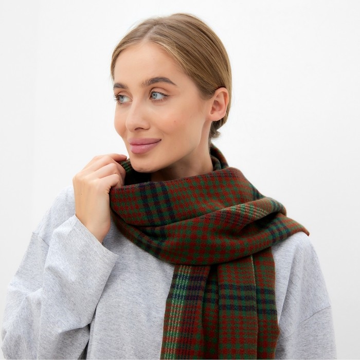 Шарф зимний с кистями MINAKU 65*180 + 8 см клетка