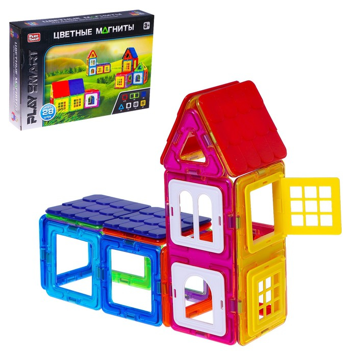 Конструктор магнитный «Цветные магниты», 28 деталей Конструктор магнитный «Цветные магниты», 28 деталей