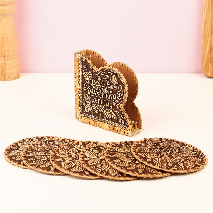 Набор подставок под горячее Набор подставок под горячее "Чаепитие", береста