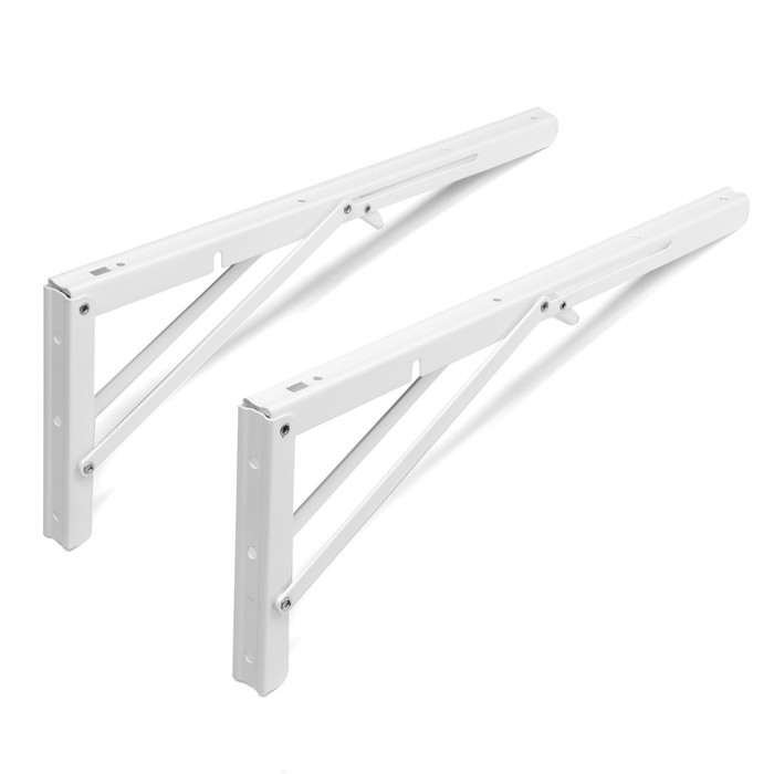 Кронштейн складной для столов и полок ТУНДРА, 2 шт., длина 450 мм, сталь, цвет белый Кронштейн складной для столов и полок ТУНДРА, 2 шт., длина 450 мм, сталь, цвет белый