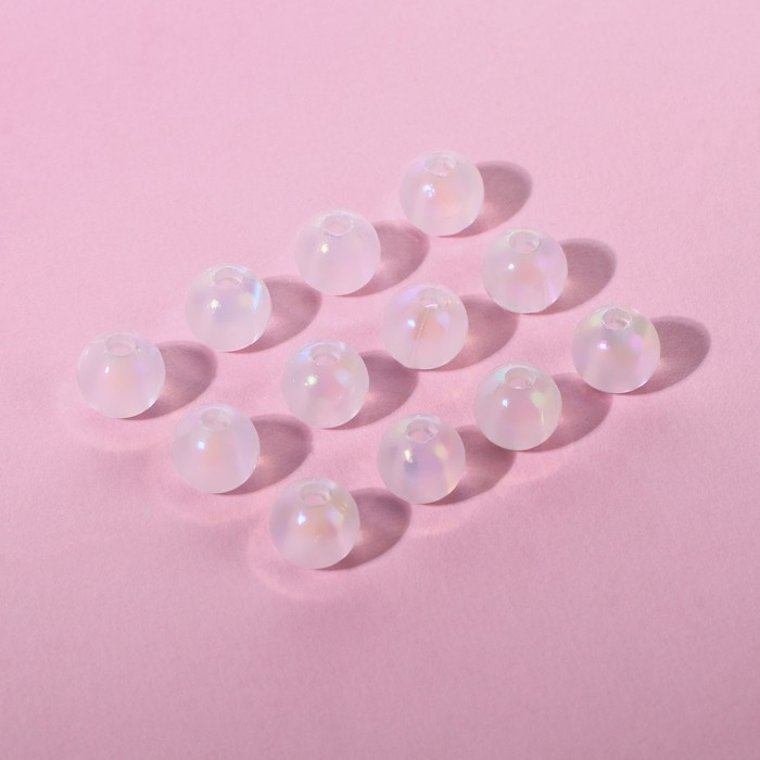 Бусины пришивные, с голографией, d = 8 мм, 50 г, цвет белый Бусины пришивные, с голографией, d = 8 мм, 50 г, цвет белый