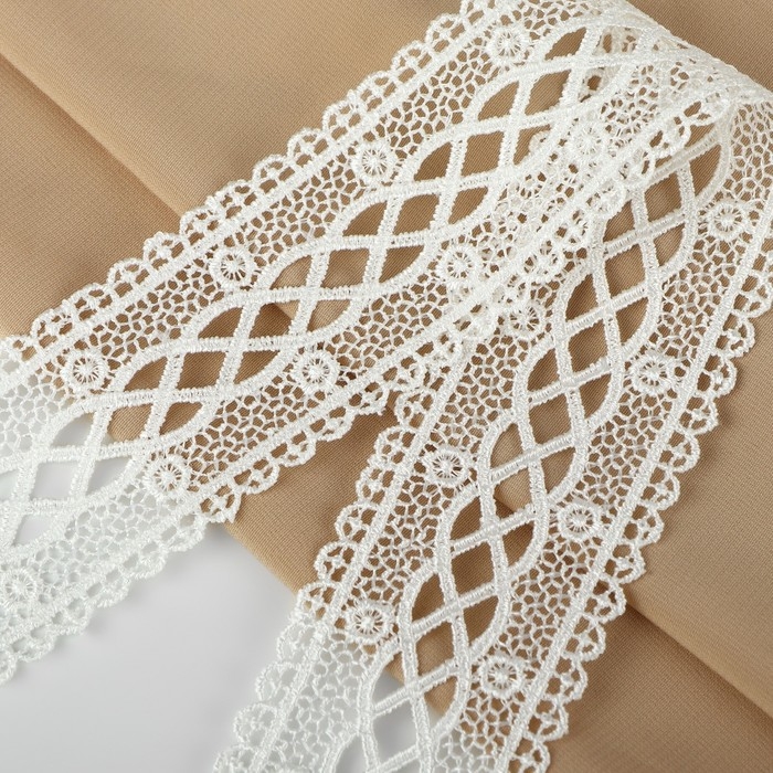 Кружево гипюровое, 40 мм × 11 ± 1 м, цвет айвори Кружево гипюровое, 40 мм × 11 ± 1 м, цвет айвори
