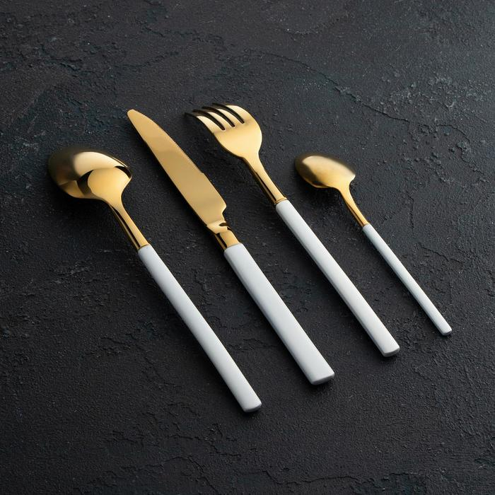 Столовые приборы из нержавеющей стали Magistro &laquo;Версаль&raquo;, 4 предмета, цвет ручек белый