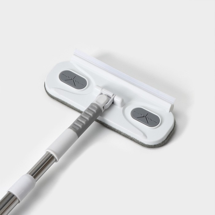 Щётка для окон Raccoon, телескопическая нержавеющая ручка 77(123) см, силиконовый сгон 22 см, велюровая насадка 22×7 см, цвет МИКС Щётка для окон Raccoon, телескопическая нержавеющая ручка 77(123) см, силиконовый сгон 22 см, велюровая насадка 22×7 см, цвет МИКС