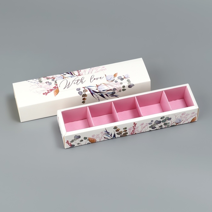 Коробка для конфет, кондитерская упаковка, 5 ячеек, «Венок», 5 х 21 х 3.3 см Коробка для конфет, кондитерская упаковка, 5 ячеек, «Венок», 5 х 21 х 3.3 см