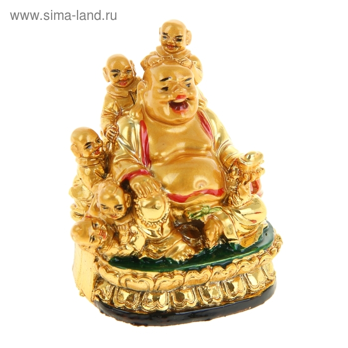 Нэцкэ золото Нэцкэ золото "Хотей с детьми" 6 х 5,3 х 6 см