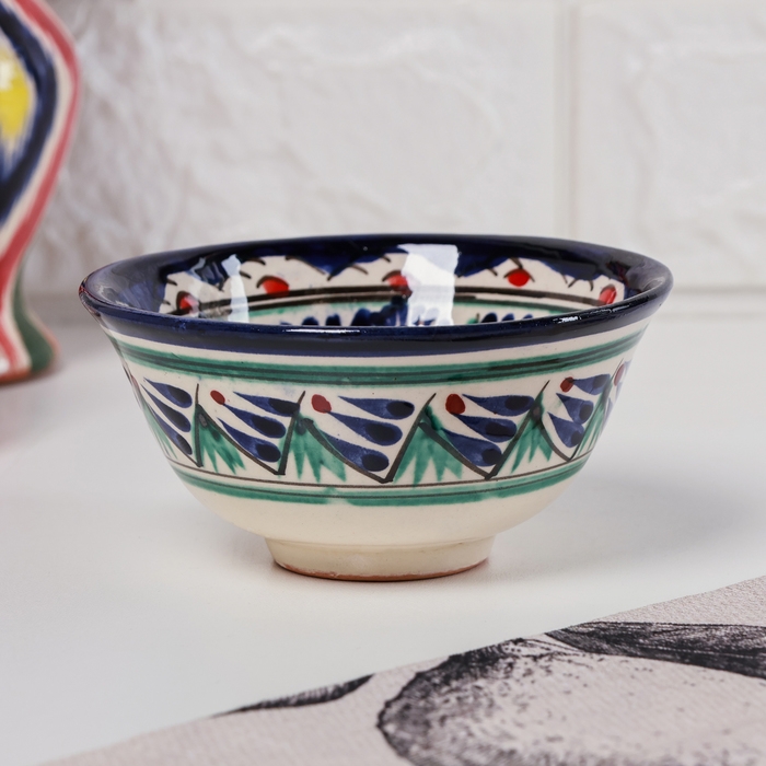 Пиала чайная Риштанская керамика  Пиала чайная Риштанская керамика "Цветы" большая, 11 см, микс