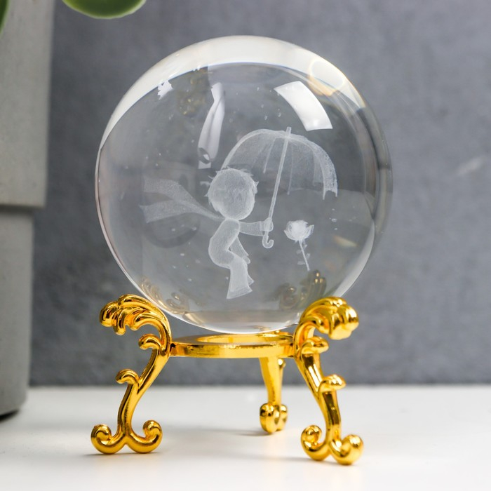 Сувенир стекло  Сувенир стекло "Маленький принц" d=6 см ажурная подставка 8,5х6х6 см