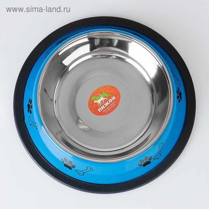 Миска с нескользящим основанием цветная с принтом, 475 мл, голубая Миска с нескользящим основанием цветная с принтом, 475 мл, голубая