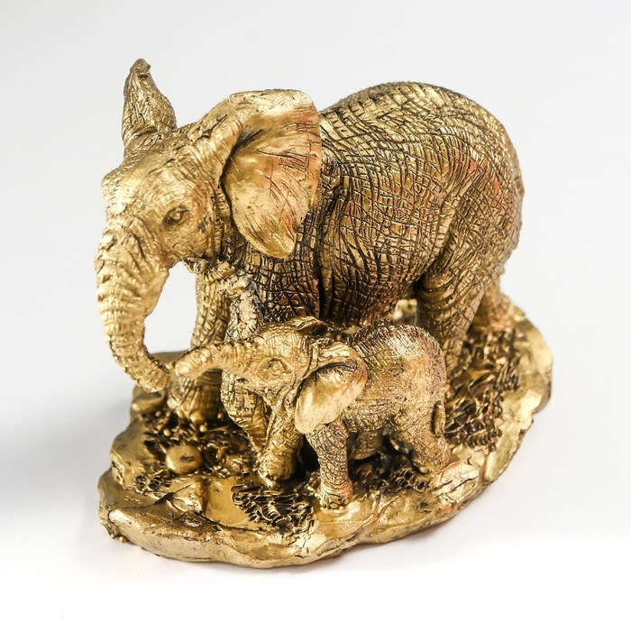 Сувенир полистоун Сувенир полистоун "Слон со слонёнком" золото 9,5х7,5х11,5 см