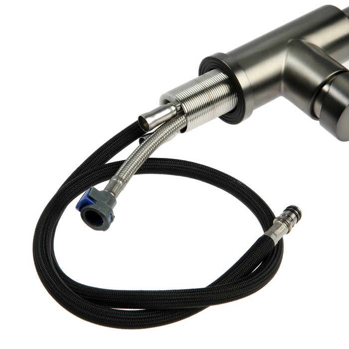 Смеситель для кухни ZEIN Z4961, нержавеющая сталь, с выдвижной лейкой, 2 режима, серый Смеситель для кухни ZEIN Z4961, нержавеющая сталь, с выдвижной лейкой, 2 режима, серый