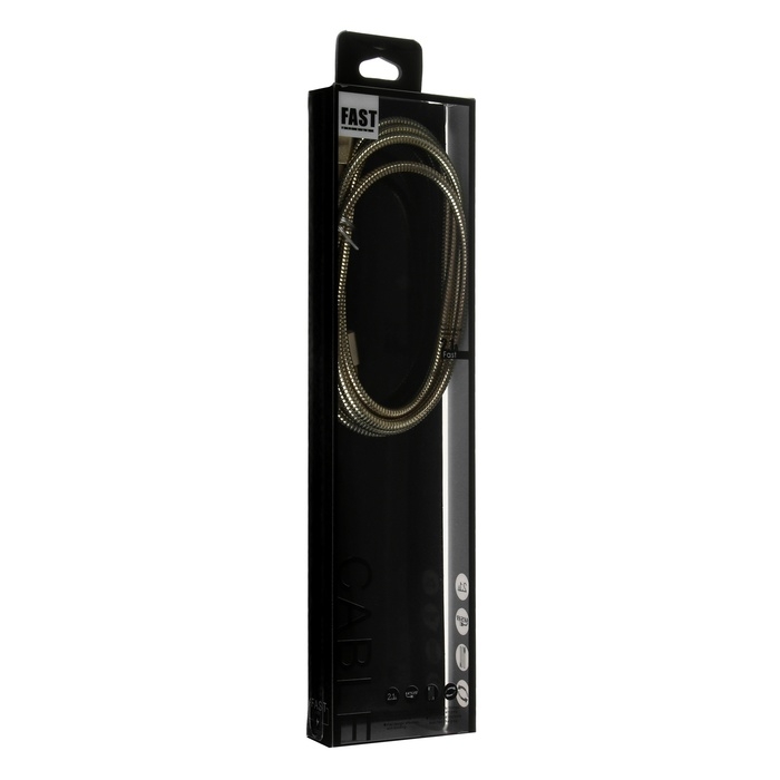 Кабель Lightning - USB, 2.1 А, металлическая оплётка, 1 метр, золотистый Кабель Lightning - USB, 2.1 А, металлическая оплётка, 1 метр, золотистый