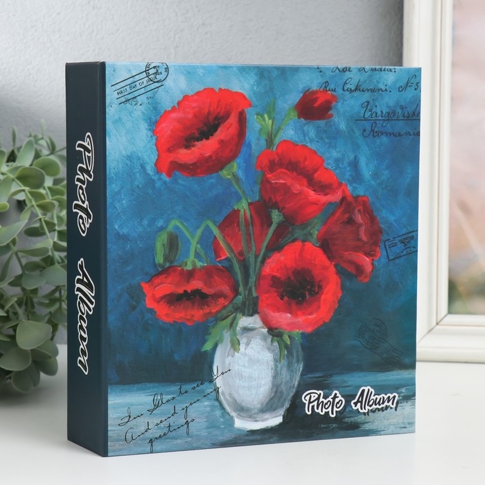 Фотоальбом на 40 фото 13х18 см Фотоальбом на 40 фото 13х18 см "Маки в вазе" в коробке 20,5х18х4,8 см