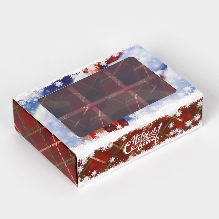 Новый год. Коробка под 6 конфет Новый год. Коробка под 6 конфет "С Новым гоодом!", 13,7 х 9,8 х 3,8 см, кондитерская упаковка