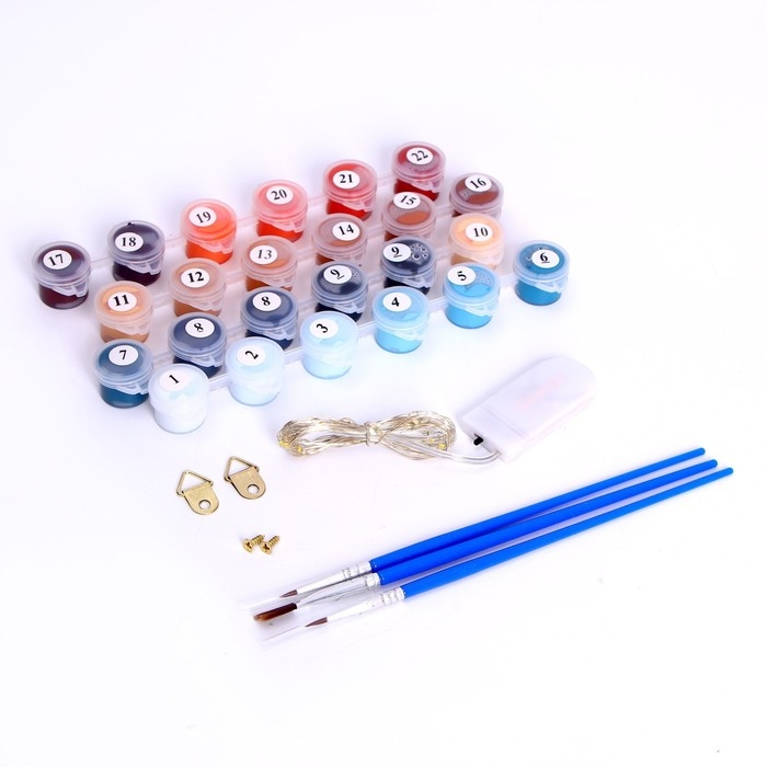 Картина по номерам на раме, с гирляндой &laquo;Девочка на луне&raquo;, 30х40 см