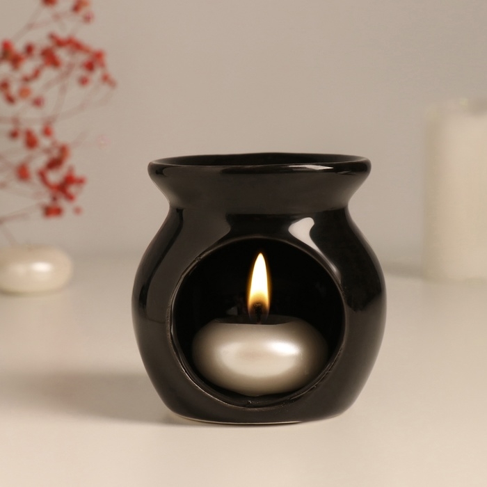 Аромалампа керамика Аромалампа керамика "Выдохни ты уже наконец-то" чёрная 7,2х7,2х7,8 см