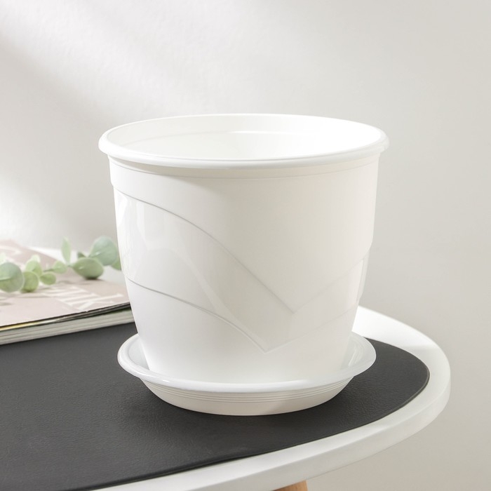 Горшок для цветов с поддоном «Венеция», 2 л, d=16 см, цвет белый Горшок для цветов с поддоном «Венеция», 2 л, d=16 см, цвет белый