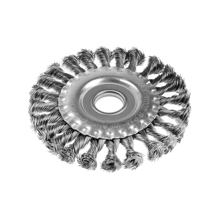 Щетка металлическая для УШМ ТУНДРА, крученая проволока, плоская, посадка 22 мм, 125 мм Щетка металлическая для УШМ ТУНДРА, крученая проволока, плоская, посадка 22 мм, 125 мм