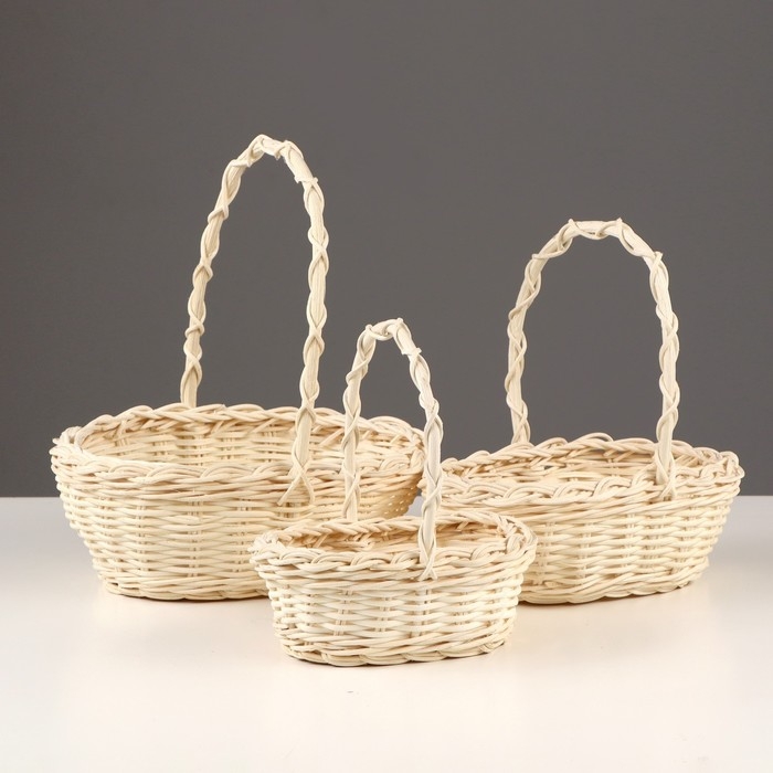 Набор корзин, 3 шт, 18×8/27 см, 15×6/20 см, 11×5/17 см, ротанг Набор корзин, 3 шт, 18×8/27 см, 15×6/20 см, 11×5/17 см, ротанг