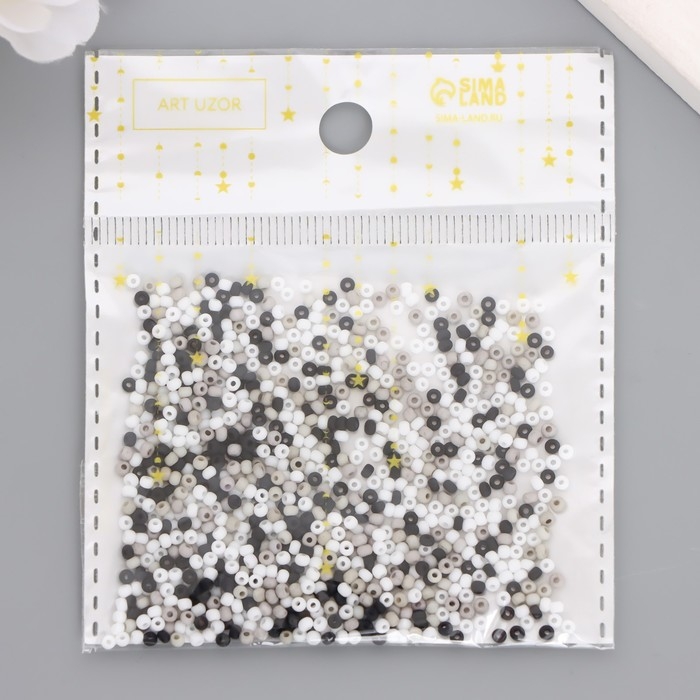 Бисер стекло 11/0  Бисер стекло 11/0 "Матовый. Меланж чёрно-белый" 10 гр