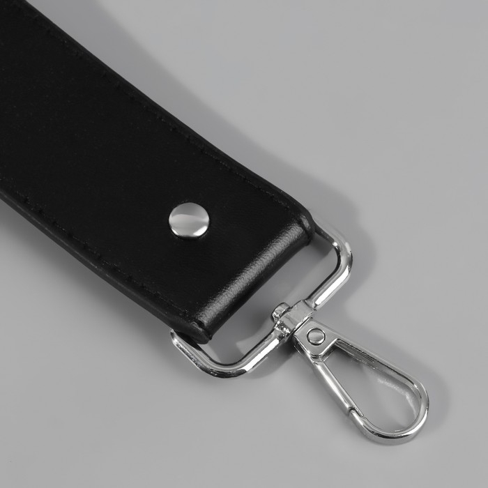 Ручка для сумки, с карабинами, 35 ± 1 см × 3,5 см, цвет чёрный/серебряный Ручка для сумки, с карабинами, 35 ± 1 см × 3,5 см, цвет чёрный/серебряный