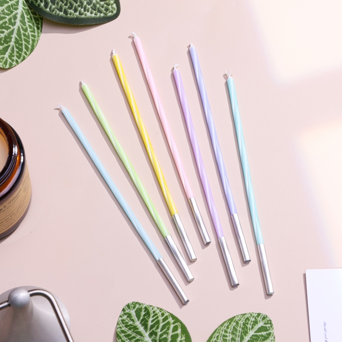 Набор свечей в торт, 7 штук, 11,5 см, разноцветные Набор свечей в торт, 7 штук, 11,5 см, разноцветные