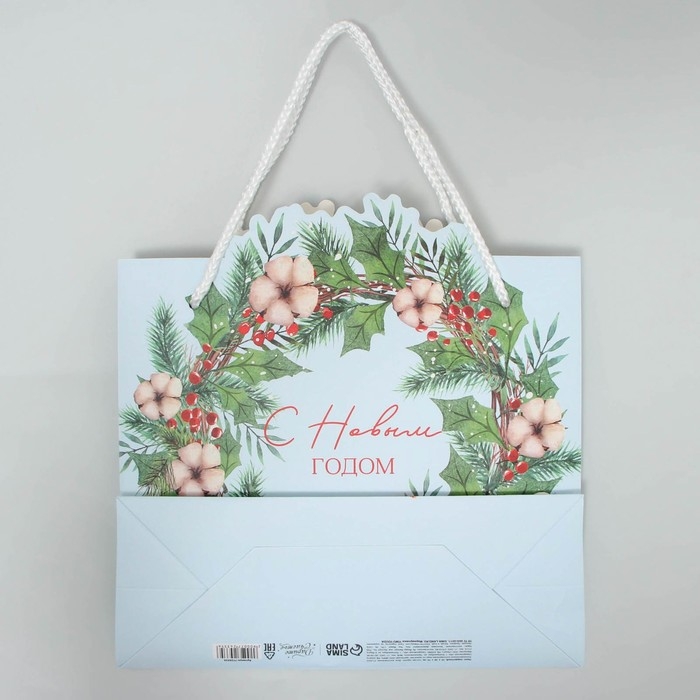 Пакет подарочный новогодний «Венок», 25 х 26 х 10 см, Новый год Пакет подарочный новогодний «Венок», 25 х 26 х 10 см, Новый год