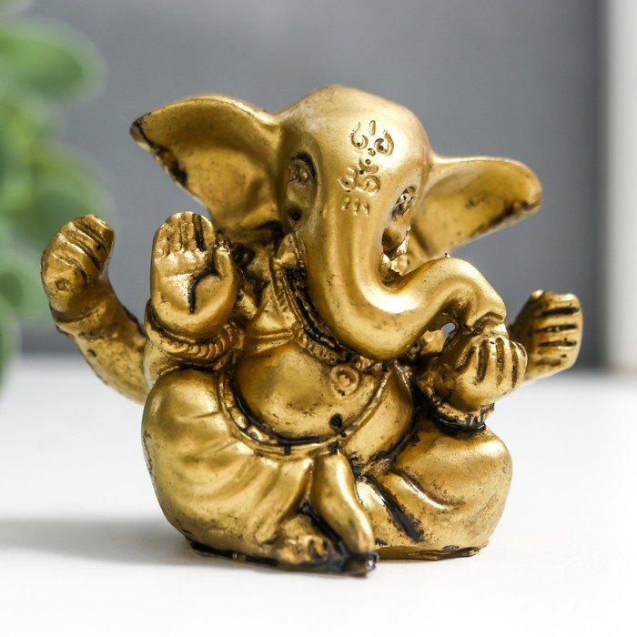 Нэцке полистоун под бронзу Нэцке полистоун под бронзу "Ганеша" (бог мудрости, символ удачи в бизнесе) 4,8х3х6 см