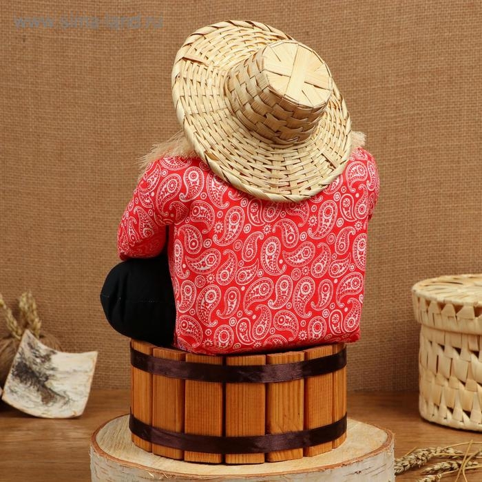 Оберег - домовой Оберег - домовой "Берендей в шляпе, сидит на бочке", h = 30 см, d = 19, микс