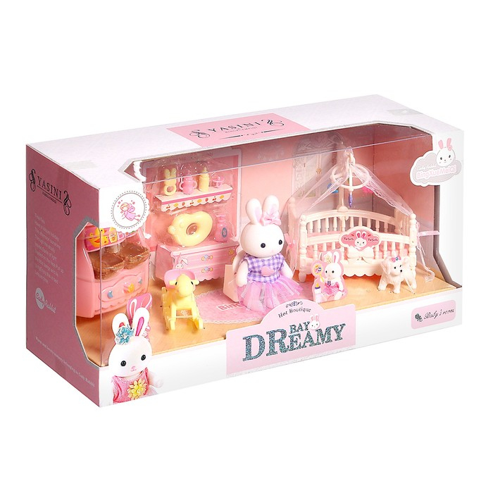 Игровой набор «Зайчик: детская комната» с набором мебели, питомцем и аксессуарами, МИКС