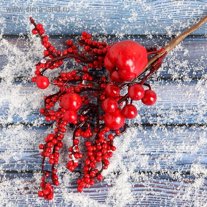 Декор Декор "Зимнее очарование" веточка с ягодками и яблочком, 22 см