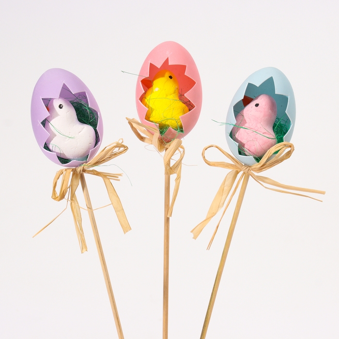 Декор на палочке «Цыплята в яице», пасхальный, 3 шт., 4 × 12,5 × 25 см Декор на палочке «Цыплята в яице», пасхальный, 3 шт., 4 × 12,5 × 25 см