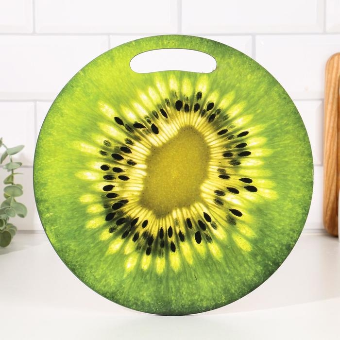 Доска разделочная и сервировочная круглая кухонная  Доска разделочная и сервировочная круглая кухонная "Киви в разрезе", 25,5 см