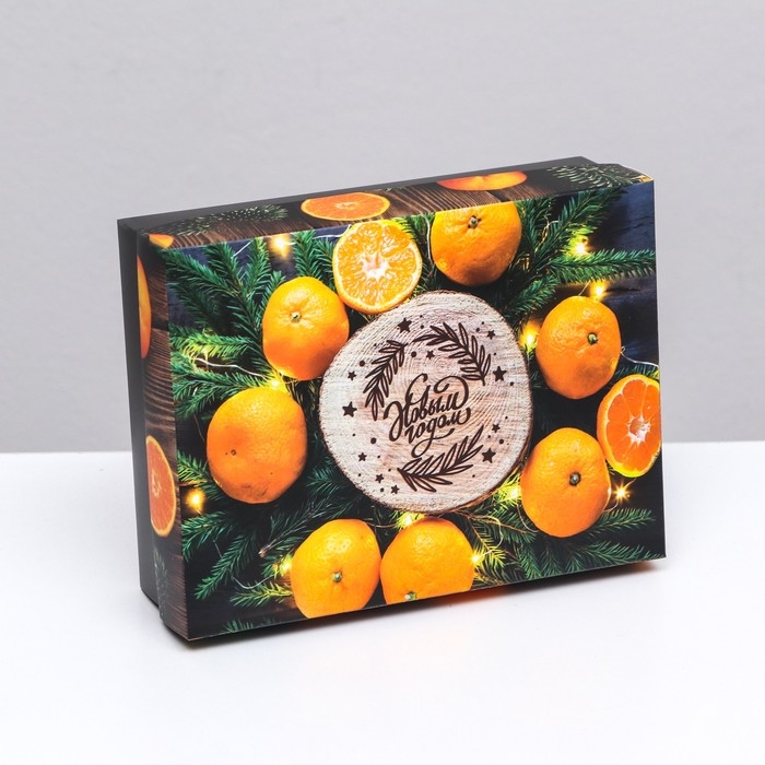 Новый год. Коробка подарочная новогодняя складная, Новый год. Коробка подарочная новогодняя складная, "С праздником", 16,5 х 12,5 х 5,2 см