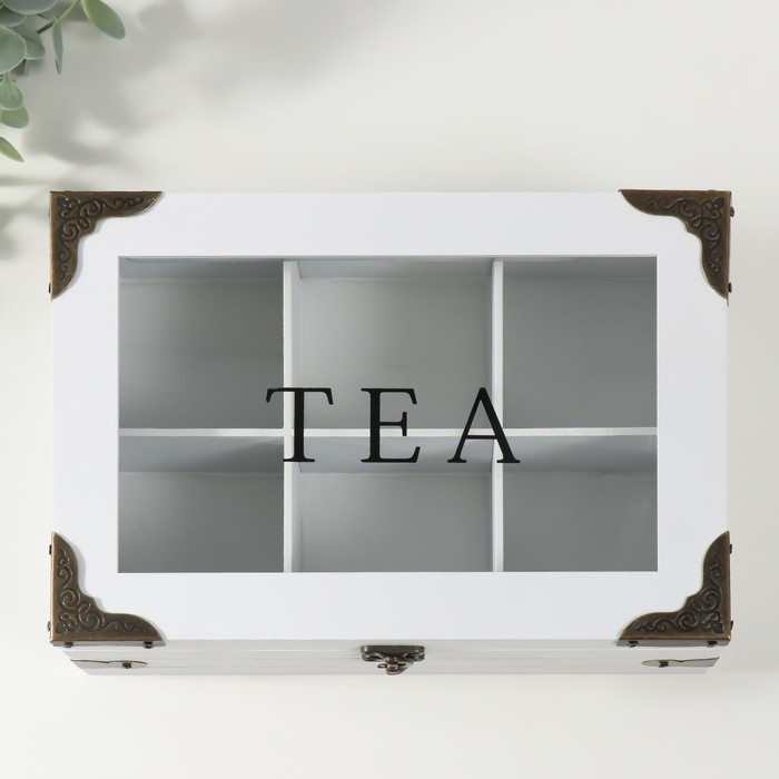 Шкатулка дерево 6 делений  Шкатулка дерево 6 делений "Ящик с уголками" 16,2х24х8,3 см