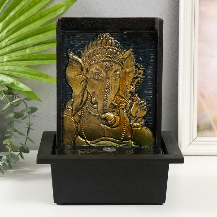 Фонтан настольный от сети, подсветка Фонтан настольный от сети, подсветка "Портрет Ганеша с цветком руке " 21х17х27 см