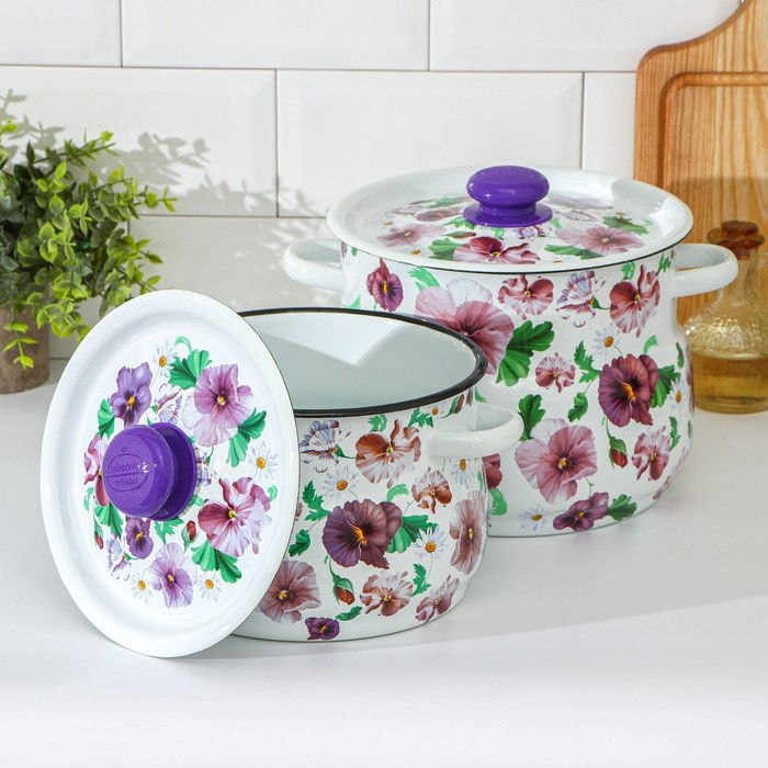 Набор кастрюль «Анютины глазки», 2 предмета: 4 л, 5.5 л, индукция Набор кастрюль «Анютины глазки», 2 предмета: 4 л, 5.5 л, индукция