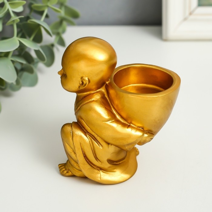 Сувенир полистоун подсвечник на 1 свечу Сувенир полистоун подсвечник на 1 свечу "Маленький будда" 7,5х5х10 см