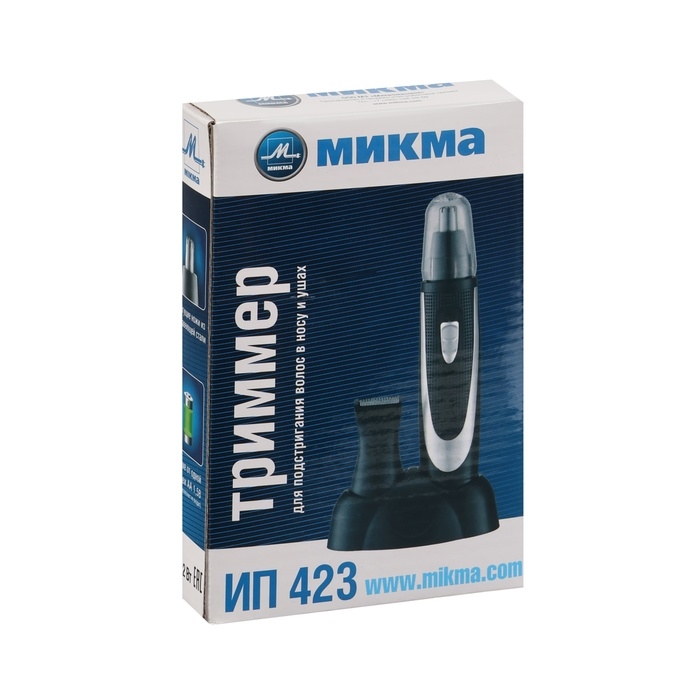 Триммер для волос ИП 423, для усов/носа, 1хАА (не в компл.), чёрно-серебристый Триммер для волос ИП 423, для усов/носа, 1хАА (не в компл.), чёрно-серебристый