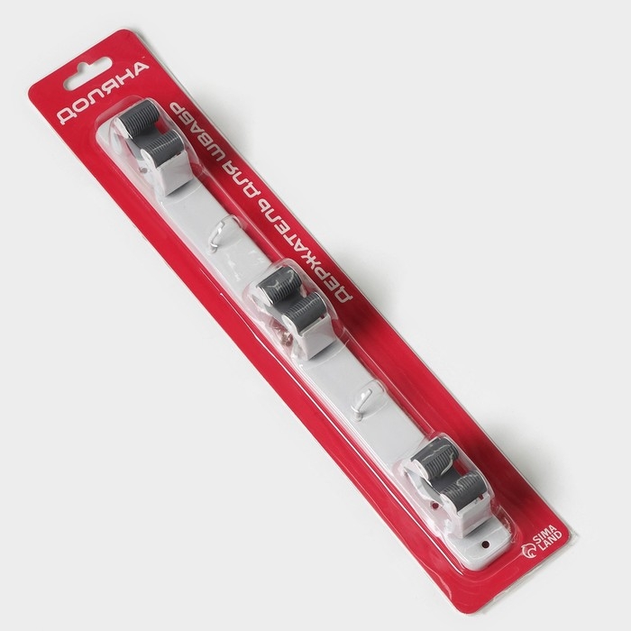 Держатель для швабр Доляна, 35×5×3 см, 3 отделения, крепление саморезы в копмлекте Держатель для швабр Доляна, 35×5×3 см, 3 отделения, крепление саморезы в копмлекте