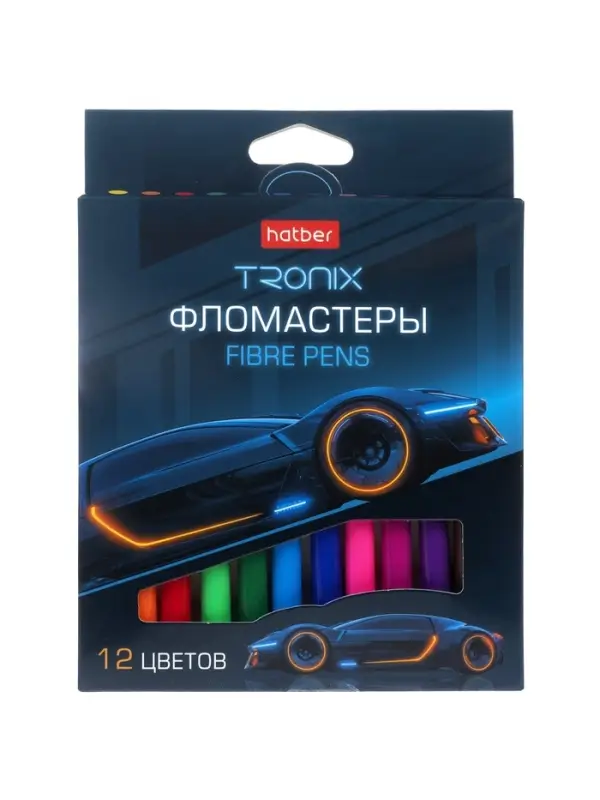 Фломастеры 12цв, Hatber,Троникс, карт.уп, европодвес 94009