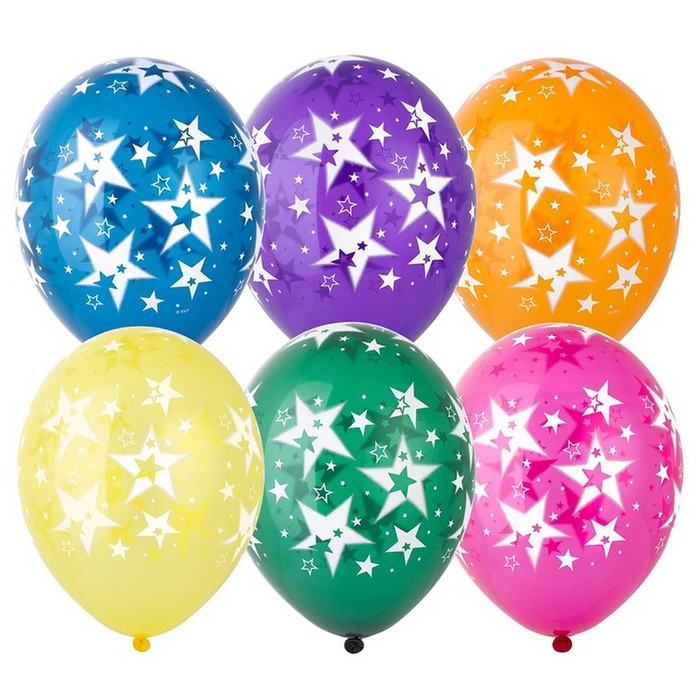 Шар латексный 14 Шар латексный 14" «Звёзды большие», кристалл, набор 25 шт., цвета МИКС