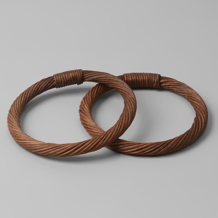 Ручки для сумки деревянные, плетёные, d = 10,2 / 12,5 см, 2 шт, цвет коричневый Ручки для сумки деревянные, плетёные, d = 10,2 / 12,5 см, 2 шт, цвет коричневый