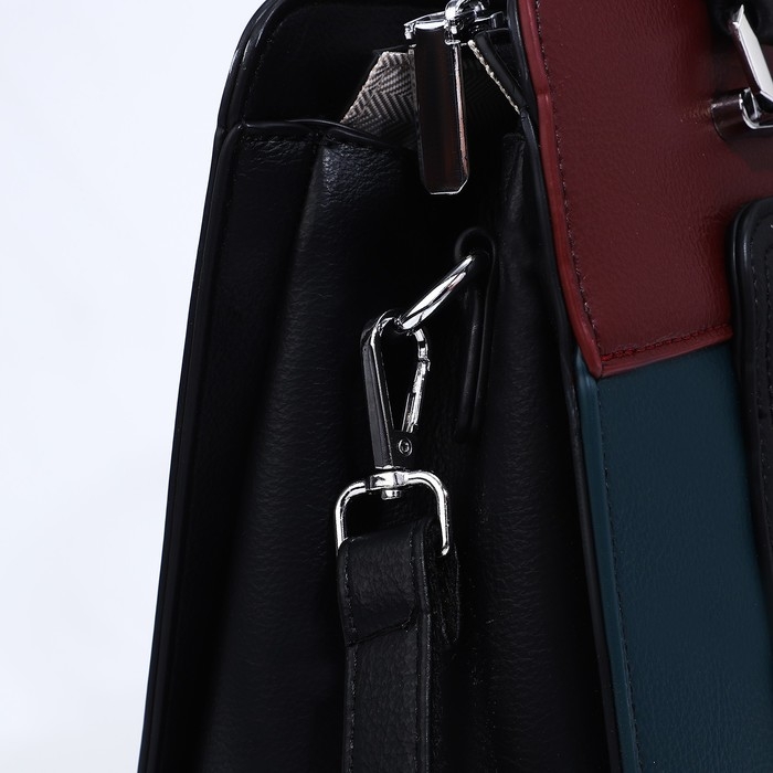 Сумка тоут на молнии, наружный карман, длинный ремень, цвет чёрный