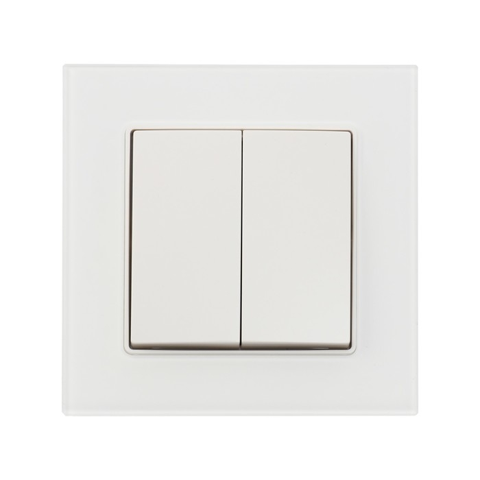 Выключатель TOT Glossy Glass, 10 А, 2 клавиши, скрытый, стекло, белый