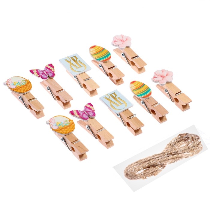 Прищепки декоративные &laquo;Пасхальные прищепки&raquo; набор 10 шт., 1.5 &times; 12 &times; 14 см