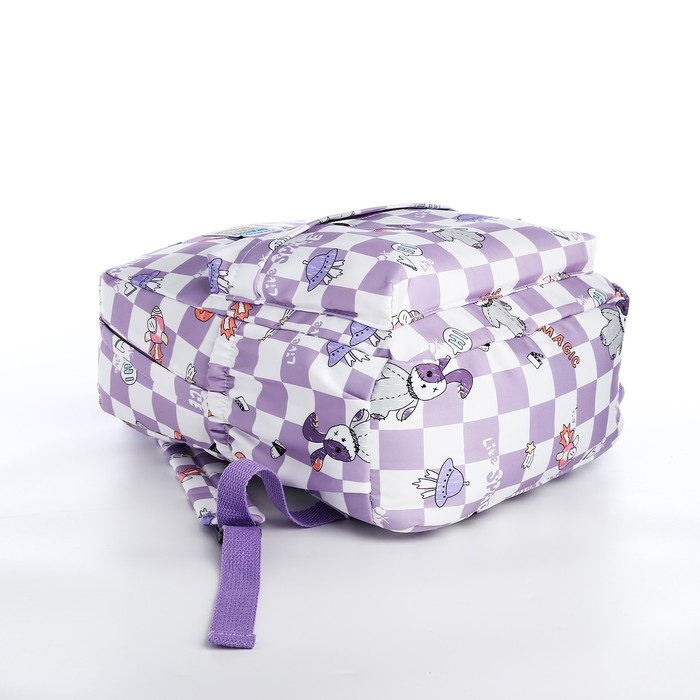 Рюкзак школьный из текстиля на молнии, 3 кармана, цвет сиреневый